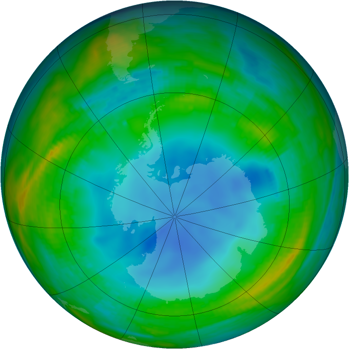 Antarctic ozone map for 25 July 1987